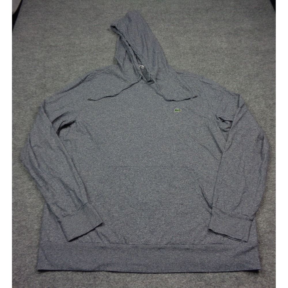 Lacoste Hoodie‎ Men's 2XL Gray Lightweight Pullover Light Turquoise Regular Fit